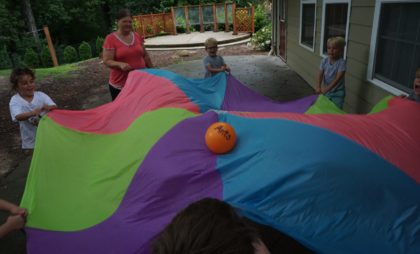 Playing with a parachute