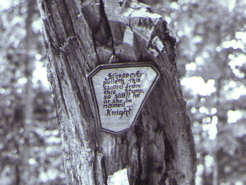 High Meadows Camp historical knight sign